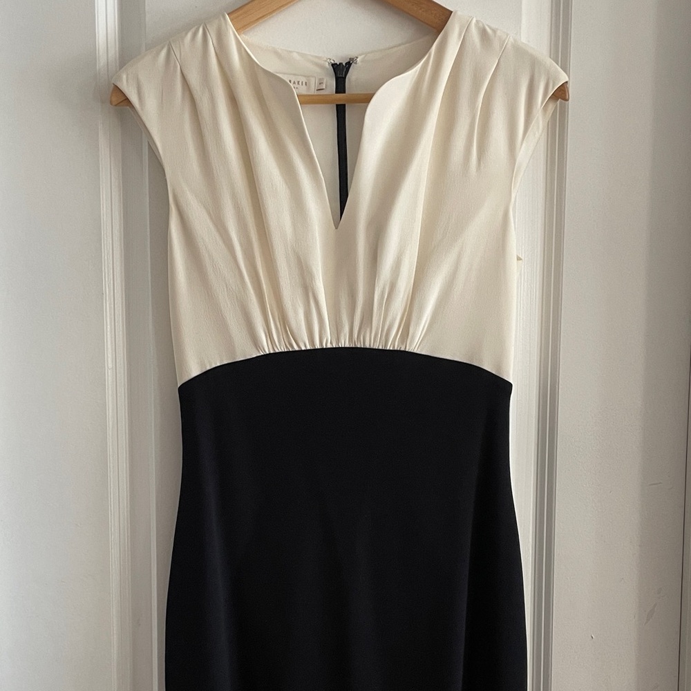 Ted Baker Black and Cream Midi Dress